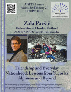 poster with map of balkans and text information